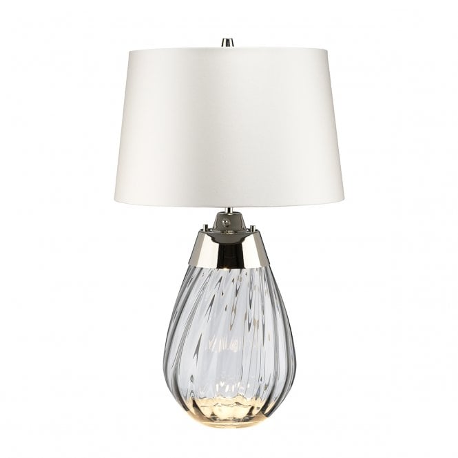 LENA Dual-Lit Small Smoke Table Lamp with Off-white Shade