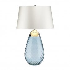 Blue Twisted Glass Dual-Lit Table Lamp 