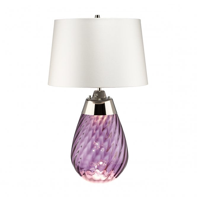 LENA Twisted Glass Dual-Lit Small Plum Table Lamp with Off-white Shade