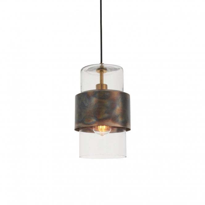 LENKER Bronze Patina Ceiling Pendant with Glass