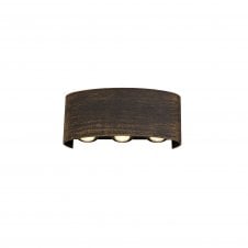 LEO 6 light LED outdoor wall light in distressed black gold finish with 3 year warranty