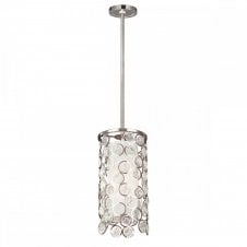 LEXI mini polished nickel and white shade cylindrical pendant
