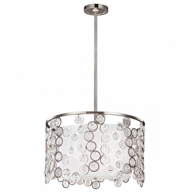 LEXI polished nickel and crystal shade drum ceiling pendant