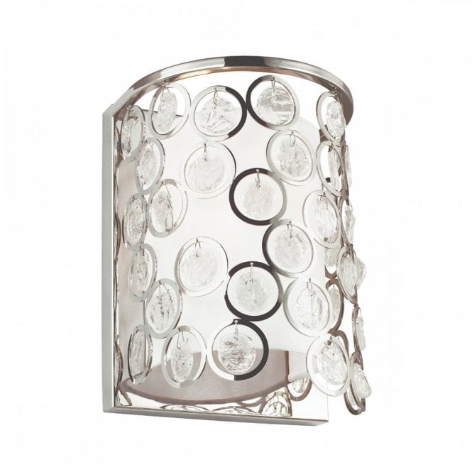 LEXI polished nickel and crystal wall light with white diffuser