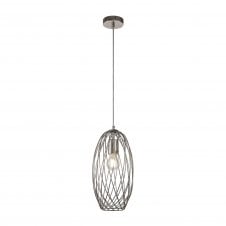 LEXI polished nickel wire frame ceiling pendant light (curved cylinder)