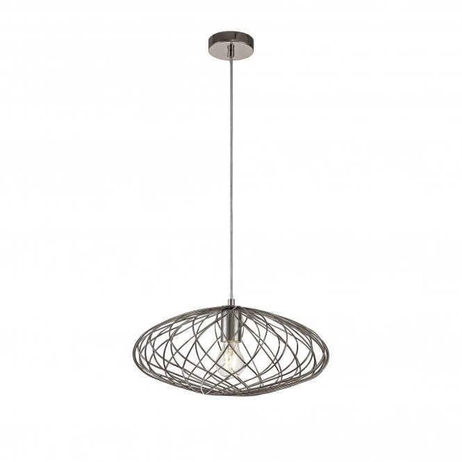 LEXI polished nickel wire frame ceiling pendant light (elliptical)