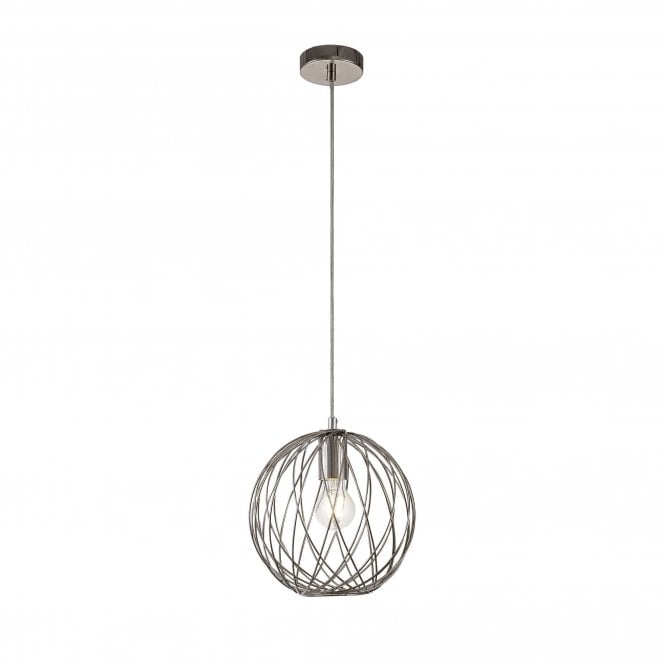 LEXI polished nickel wire frame ceiling pendant light (sphere)