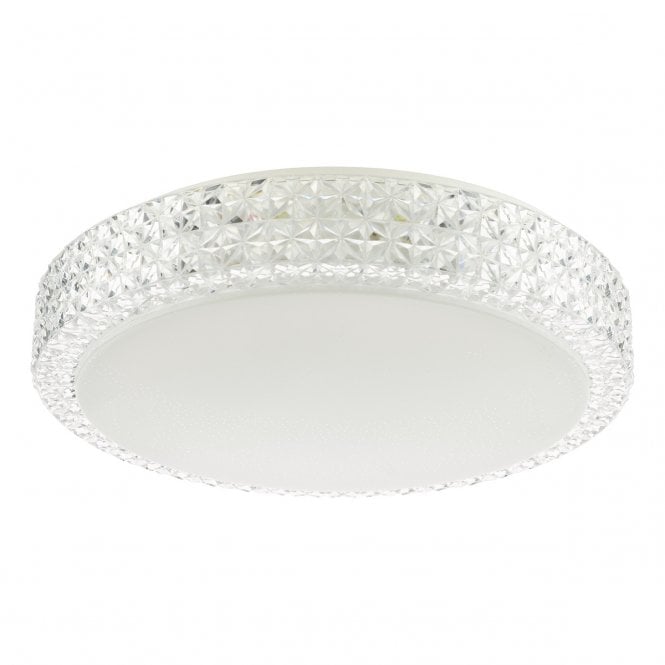 Liana Flush LED Ceiling Light - Clear Faceted Plastic 