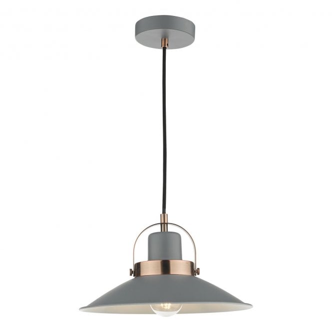 LIDEN Single Ceiling Pendant in Graphite Grey with Copper Accents