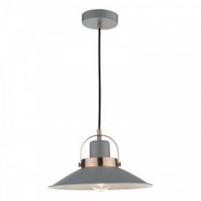 LIDEN Single Ceiling Pendant in Graphite Grey with Copper Accents