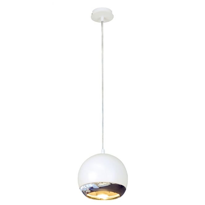 LIGHT EYE small white & chrome ceiling pendant light