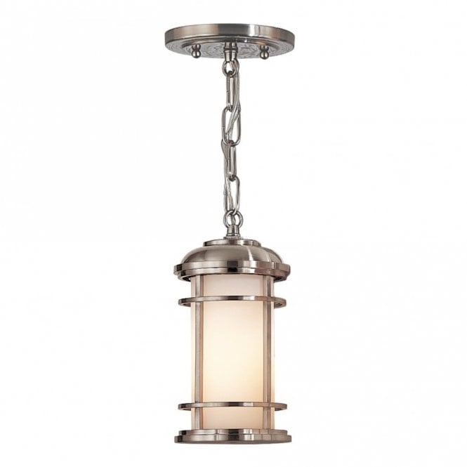 LIGHTHOUSE small exterior chain lantern pendant in brushed steel