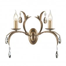 LILY LEAVES Twin Wall Light Bronze and Crystal Made in the UK