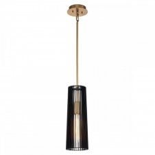 LINARA Ceiling Pendant in Brass with Black Slatted Shade