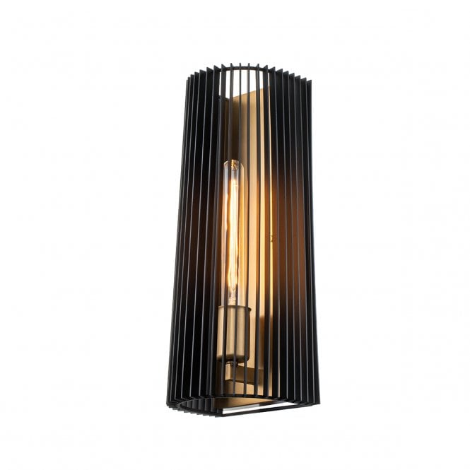 LINARA Wall Light in Brass with Matte Black Slatted Shade
