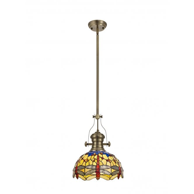 LINCOLN 1 Light  Pendant 30cm Tiffany Dragonfly Shade