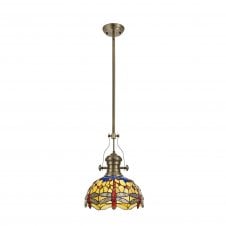 LINCOLN 1 Light  Pendant 30cm Tiffany Dragonfly Shade