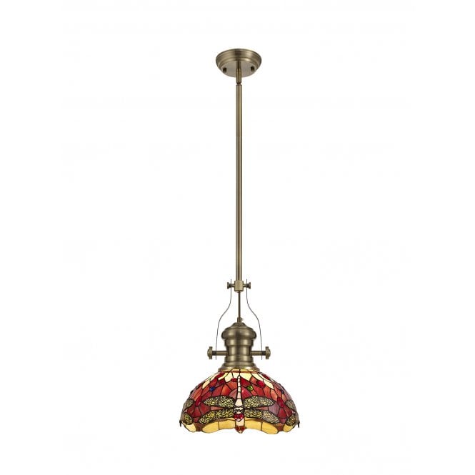 LINCOLN 1 Light Pendant With 30cm Purple/Pink Tiffany Shade