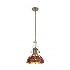 LINCOLN 1 Light Pendant With 30cm Purple/Pink Tiffany Shade