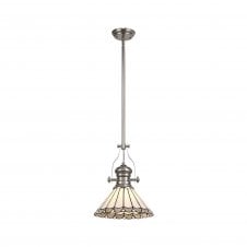 LINCOLN 1 Light Pendant With 30cm Tiffany Shade Finished In Polished Nickel