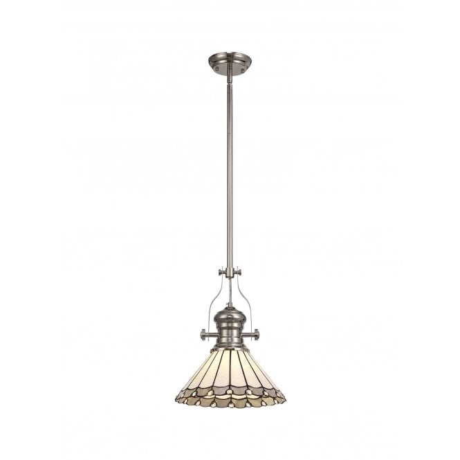 LINCOLN 1 Light Pendant With 30cm Tiffany Shade Finished In Polished Nickel