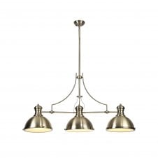 LINCOLN industrial 3 light antique brass ceiling pendant bar