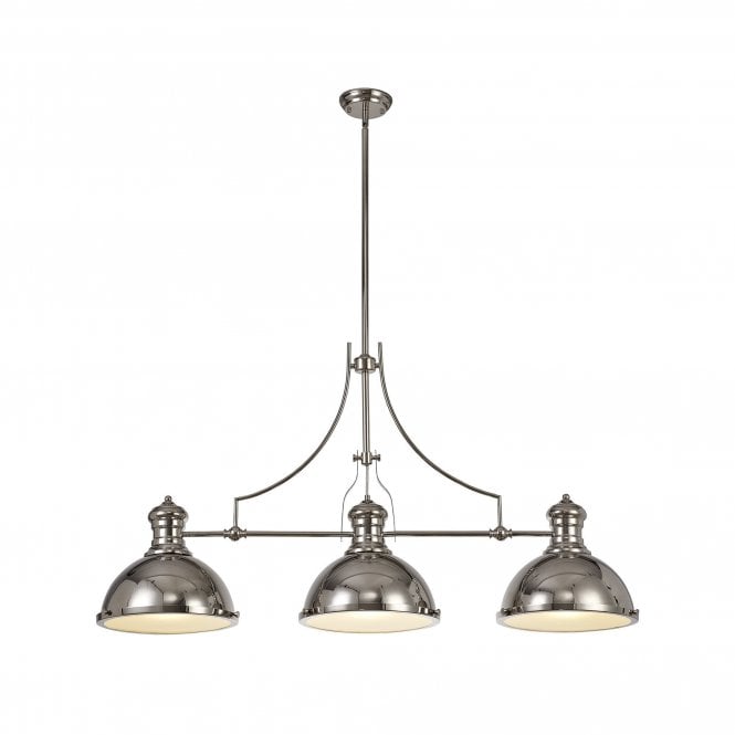 LINCOLN industrial 3 light polished nickel ceiling pendant bar