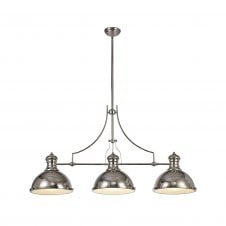 LINCOLN industrial 3 light polished nickel ceiling pendant bar