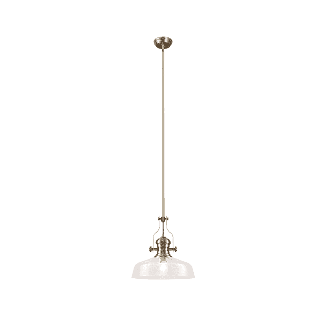 LINCOLN Pendant 1 Light With 38cm Flat Round Shade Antique Brass