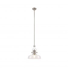 LINCOLN Pendant 1 Light With 38cm Flat Round Shade Polished Nickel