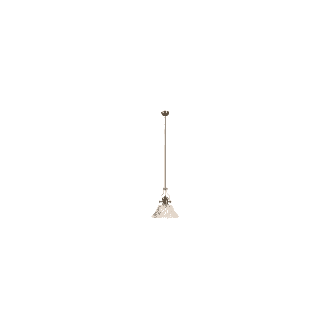 LINCOLN Pendant 1 Light With 38cm Patterned Round Shade Antique Brass