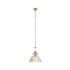 LINCOLN Pendant 1 Light With 38cm Patterned Round Shade Polished Nickel