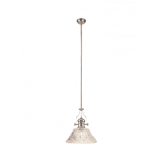 LINCOLN Pendant 1 Light With 38cm Patterned Round Shade Polished Nickel