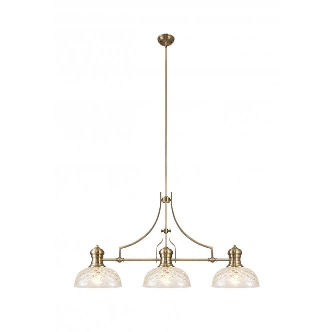LINCOLN Pendant 3 Light With 30cm Flat Patterned Round Shade