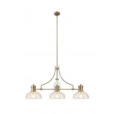 LINCOLN Pendant 3 Light With 30cm Flat Patterned Round Shade