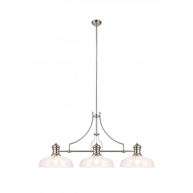 LINCOLN Pendant 3 Light With 38cm Flat Round Shade