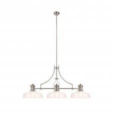 LINCOLN Pendant 3 Light With 38cm Flat Round Shade