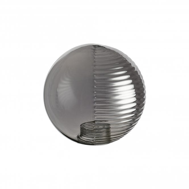 LINE14 IP44 15cm Round Double Textured Smooth/Ribbed Smoke Plated Glass Shade
