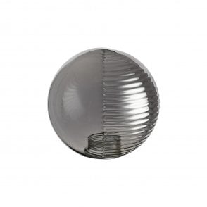 LINE14 IP44 15cm Round Double Textured Smooth/Ribbed Smoke Plated Glass Shade