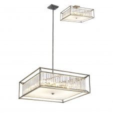 Linspiration Lighting CUBOID Fixed Pendant and Semi Ceiling | 12 x E14 | Pewter and Clear and Grain Glass