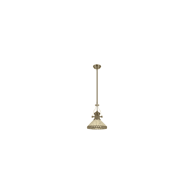  LINCOLN 1 Light Pendant With 30cm Tiffany Shade In Cream And Amber