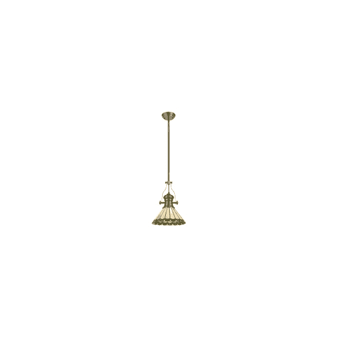  LINCOLN 1 Light Pendant With 30cm Tiffany Shade In Cream And Forest Green