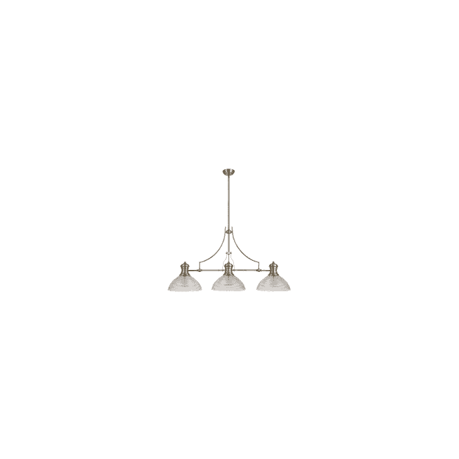 LINCOLN 3 Light Antique Brass Pendant With 33.5cm Prismatic Glass Shade