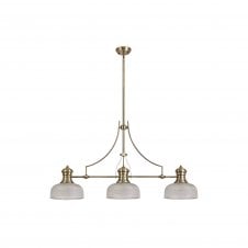 Linspiration Lighting LINCOLN 3 Light Antique Brass Pendant With A 26.5cm Prismatic Shade