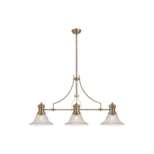 Linspiration Lighting LINCOLN 3 Light Fixed Pendant In Antique Brass And 30cm Glass Bell Shade