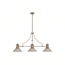 Linspiration Lighting LINCOLN 3 Light Fixed Pendant In Antique Brass With A 30cm Glass Cone Shade