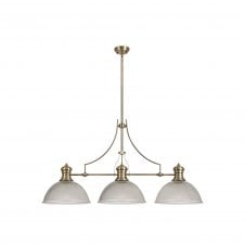 Linspiration Lighting LINCOLN 3 Light Pendant In Antique Brass And A 38cm Clear Glass Dome Shade