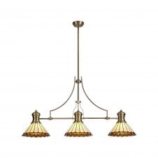 Linspiration Lighting LINCOLN 3 Light Pendant With 30cm Tiffany Shade In Amber/Cream