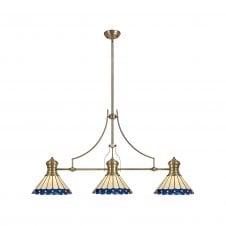 Linspiration Lighting LINCOLN 3 Light Pendant With 30cm Tiffany Shade In Blue/Cream