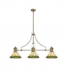 Linspiration Lighting LINCOLN 3 Light Pendant With 30cm Tiffany Shade In Green/Cream